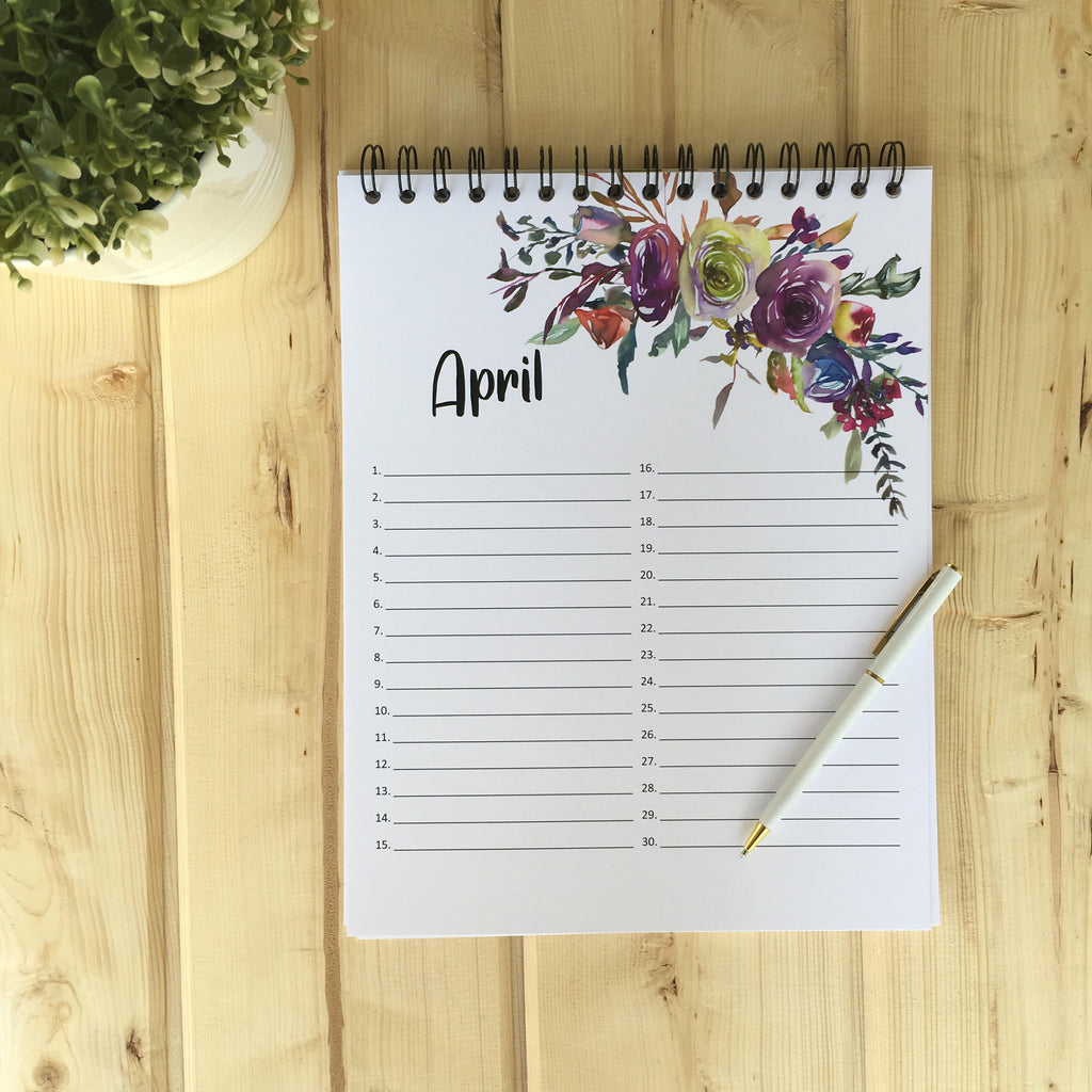 April Large Floral Perpetual Calendar - Fort Saskatchewan, AB